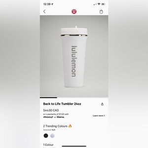 Lululemon Tumbler with straw 24oz